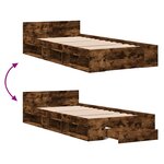 vidaXL Cadre de lit et tiroir chêne fumé 90x200 cm bois d'ingénierie
