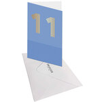 Carte D'anniversaire 11 Ans En Or - Bleu - A Message - Pour Enfant Garçon Fille - 11 5 X 17 Cm - Draeger paris