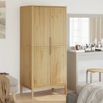 vidaXL Garde-robe FLORO cire marron 77x53x171 cm bois massif de pin