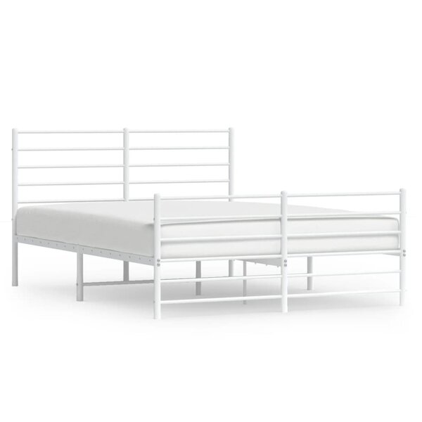 vidaXL Cadre de lit métal avec tête de lit/pied de lit blanc 160x200cm