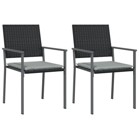 vidaXL Chaises de jardin et coussins lot de 2 noir 54x62 5x89 cm rotin