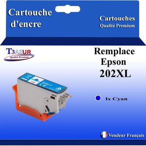 Cartouche Compatible pour Epson T02H2 / T02F2 (202XL) Cyan - T3AZUR