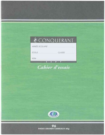 Cahier NF34 SEYES 96 pages 170 x 220 mm 60g CONQUÉRANT SEPT