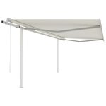 vidaXL Auvent automatique rétractable avec poteaux 4 5x3 5 m Crème