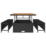 vidaXL Ensemble de salle à manger jardin 3 pièces avec coussins noir poly rotin acacia