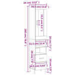 vidaXL Buffet haut Blanc brillant 34 5x34x180 cm Bois d'ingénierie