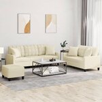 vidaXL Ensemble de canapés 3 Pièces avec coussins crème similicuir