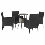 vidaXL Ensemble de bistro de jardin 5 Pièces coussins noir poly rotin