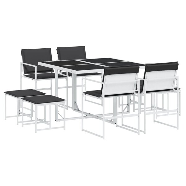 vidaXL Ensemble à manger de jardin avec coussins 9 Pièces blanc textilène