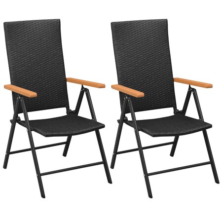 vidaXL Chaises empilables de jardin 2 Pièces Résine tressée Noir