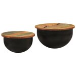 vidaXL Ensemble de tables basses 2 Pièces noir bois récupération massif