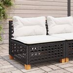 vidaXL Canapé de jardin sans accoudoirs coussins noir résine tressée