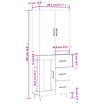 vidaXL Buffet haut Blanc 69 5x34x180 cm Bois d'ingénierie