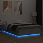 vidaXL Cadre de lit avec lumières LED gris béton 150x200 cm