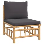 vidaXL Salon de jardin 7 Pièces avec coussins gris foncé bambou