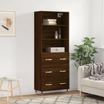 vidaXL Buffet haut Chêne marron 69 5x34x180 cm Bois d'ingénierie