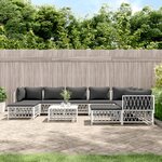 vidaXL Salon de jardin avec coussins 10 Pièces blanc acier