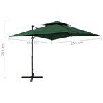 vidaXL Parasol déporté à double toit 250x250 cm Vert