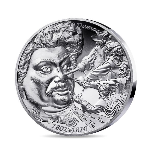 Alexandre Dumas - Monnaie de 20€ Argent 1Oz Haut Relief