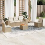 vidaXL Salon de jardin avec coussins 6 Pièces beige résine tressée