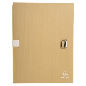 Chemise à dos extensible papier kraft. gris beige fermeture par sangle x 10 EXACOMPTA