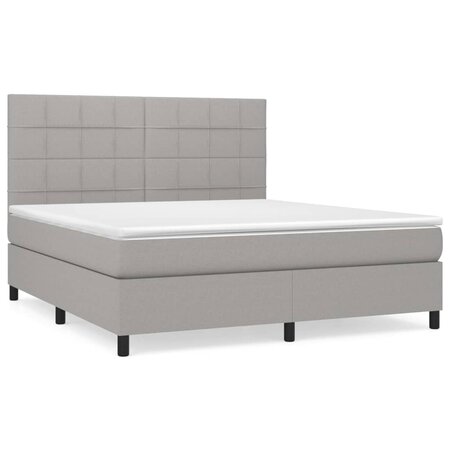 vidaXL Sommier à lattes de lit avec matelas Gris clair 160x200cm Tissu