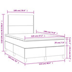 vidaXL Sommier à lattes de lit matelas LED gris clair 120x190 cm tissu