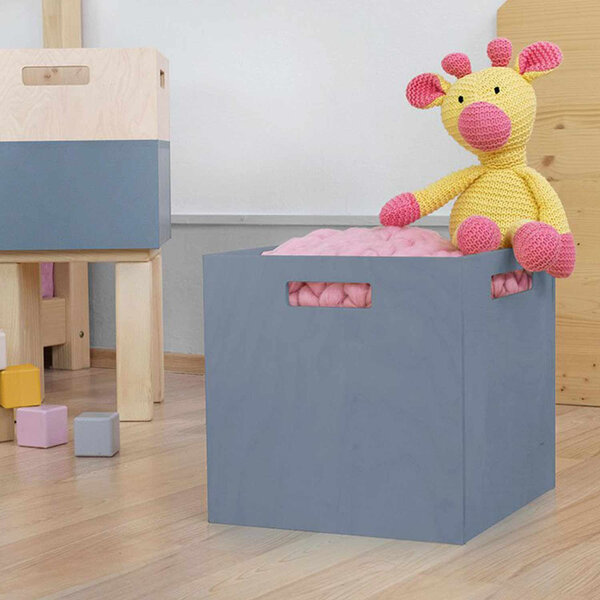 Boîte de rangement bois modèle 1 - poignées - Gris - 33 x 33 x 37 cm
