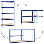 vidaXL Étagères à 5 niveaux 3 Pièces Bleu Acier et bois d'ingénierie