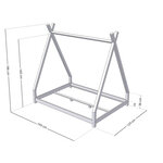 Lit Tipi enfant bois massif gris 120 x 190 cm