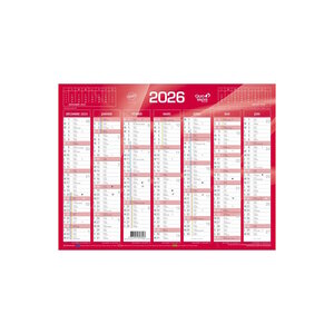 Calendrier 2026 - 14 Mois - 18 x 13.5 cm - Couleur Rouge