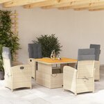 vidaXL Ensemble à manger de jardin avec coussins 5Pièces Beige poly rotin