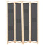vidaXL Cloison de séparation 4 panneaux Gris 160x170x4 cm Tissu