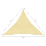 vidaXL Parasol en PEHD triangulaire 5x5x5 m Beige