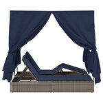 vidaXL Double Lit de Détente Set de 2 Gris et Bleu Marine Rattan Grand