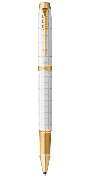 PARKER IM PREMIUM Stylo roller  Perle  Recharge noire pointe fine  Coffret cadeau