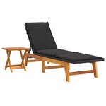 vidaXL Chaise longue avec table Résine tressée et bois massif d'acacia