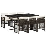 vidaXL Ensemble à manger de jardin et coussins 7 Pièces marron rotin