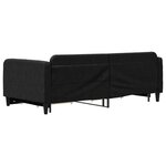 vidaXL Lit de jour avec gigogne et tiroirs noir 100x200 cm tissu
