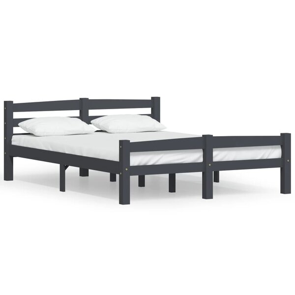 vidaXL Cadre de lit sans matelas gris foncé pin massif 140x200 cm