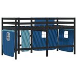 vidaXL Lit mezzanine enfants et rideaux bleu 90x190cm bois pin massif