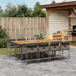 vidaXL Ensemble à manger de jardin 9 Pièces coussins gris résine tressée