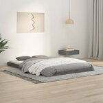 vidaXL Cadre de lit Gris 120x190 cm Bois pin massif Petit Double