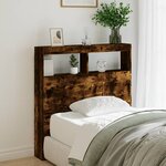 vidaXL Armoire tête de lit avec LED chêne fumé 100x17x102 cm
