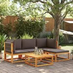 vidaXL Salon de jardin avec coussins 5 Pièces Bois d'acacia solide