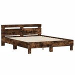 vidaXL Cadre de lit avec tête de lit chêne fumé 140x190 cm