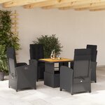 vidaXL Ensemble à manger de jardin coussins 5Pièces Noir Résine tressée