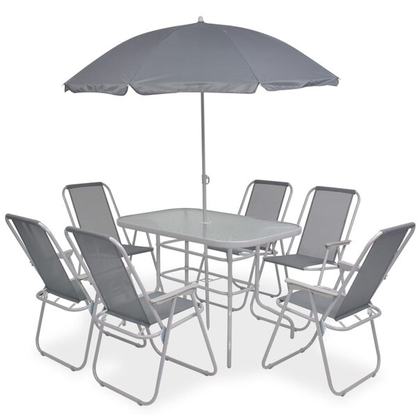vidaXL Ensemble à manger d'extérieur 8 Pièces Acier et textilène Gris