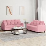 vidaXL Ensemble de canapés 2 Pièces avec coussins Rose Velours