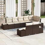 vidaXL Ensemble de Canapé de Jardin 8 pièces avec Coussins Marron Rattan Poly